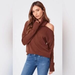 PAIGE brown cut out turtleneck